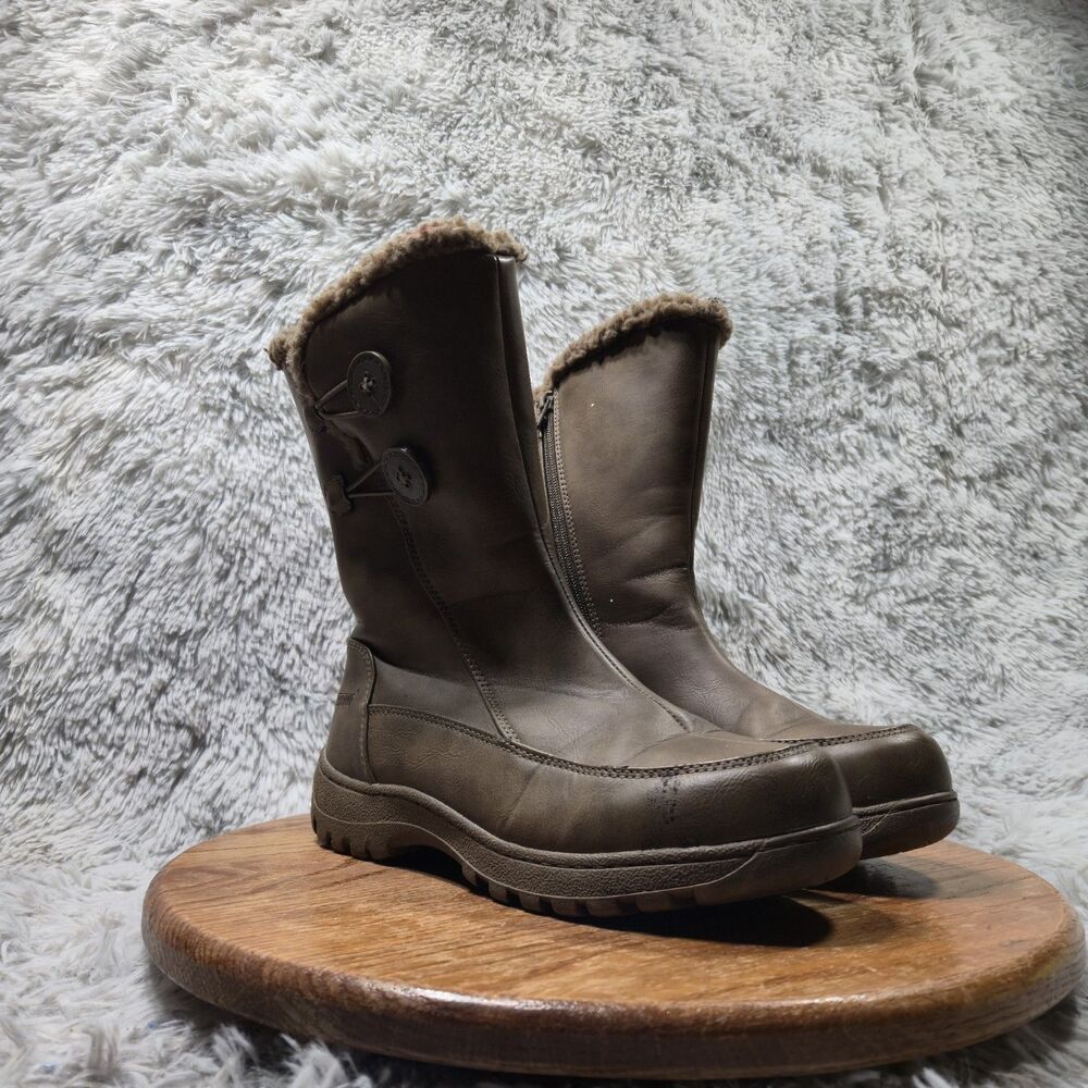Waterproof Miranda All Weather Boots Womens Sz 8M Brown Synthetic Faux Fur Lined